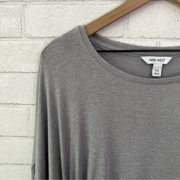 NINE WEST Gray Fox Side Ruched Drop Shoulder Sweater - Picture 5 of 11